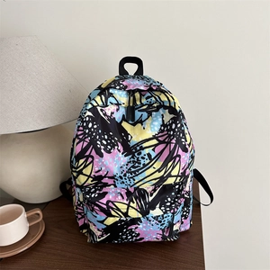 Sac à dos d'école graffiti coloré avec motifs roses et bleus pour lycéens et étudiants