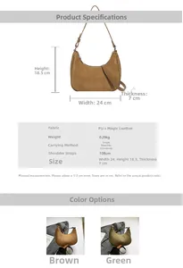 Detailed dimensions of the suede crescent bag featuring retro rivet motorcycle style