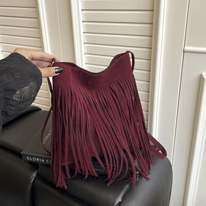 Bohemian Fringe Crossbody Bag For Women Retro Western Tassel Shoulder Bag PU Leather Vintage Style Large Daily Purse