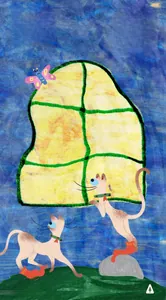 Artistic illustration featuring Siamese cats and nature elements for children's summer clothing