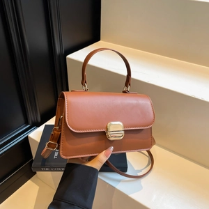 Bolso de Hombro para Mujer Vintage de Cuero PU Con Cierre Metálico Dorado Asa Superior Correa Ajustable Bolso Cruzado Cuadrado Pequeño Moda Urbana