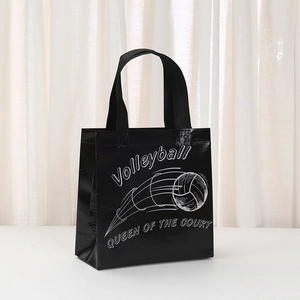 Waterproof non-woven volleyball gift bag with Volleyball Queen print and black handles
