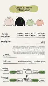 Detailed fabric specifications and color options for knit crewneck family sweatshirts