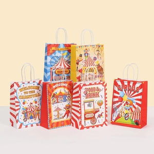 Bolsas de Regalo de Papel Kraft con Tema de Circo Diseños de Payasos de Carnaval con Asas para Recuerdos de Cumpleaños