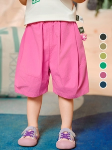 Kids Cotton Casual Shorts Summer Loose Elastic Waist Pants For Boys And Girls Solid Color Breathable Soft Everyday Bottoms