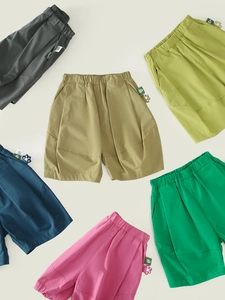 Loose-fit colorful children's summer shorts with elastic drawstring waist in vibrant colors