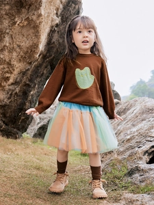 Set maglione in maglia e gonna in tulle arcobaleno per bambina moda autunnale