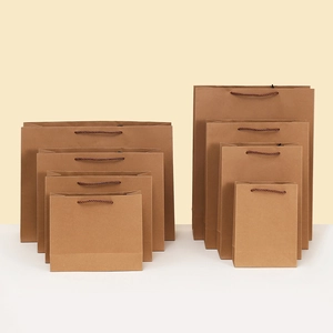 Minimalist Kraft Paper Gift Bag With Twisted Rope Handle Eco-friendly Solid Brown Shopping Bag For Party Favor Jewelry Storage