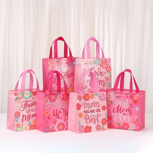 Mother's Day Gift Bags Floral Print Non-woven Fabric Handheld Shopping Bags For Women Gift Wrap Party Favor Bags