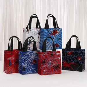 Halloween Spider Web Non-woven Tote Bag Cartoon Printed Gift Wrapping Bag For Kids Birthday Party Supplies