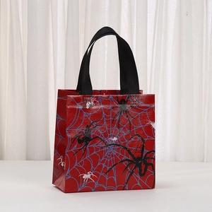 Durable spider web non-woven gift bag with handle for Halloween party and shopping