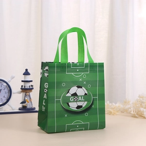 Bolsa de regalo de fútbol ecológica en tela no tejida con estampado Goal y asas