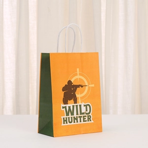 Sac cadeau Wild Hunter orange et vert avec poignées en corde blanche robustes