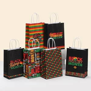 Black History Month Sacs Cadeaux en Papier Kraft Avec Poignées Carte de l'Afrique Afrocentrique Slogans Puissants Sacs de Fête