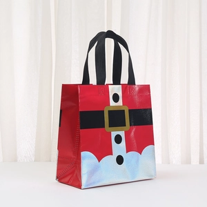 Rote Weihnachtsgeschenktasche im Weihnachtsmann-Stil mit glänzender Laminierung