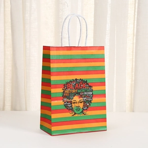 Sac cadeau Black History Month avec rayures panafricaines et illustration artistique