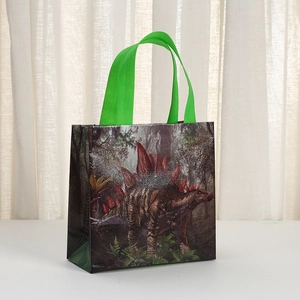 Bolsa de compras impermeable de tela no tejida con estampado realista de estegosaurio