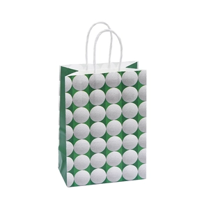 Bolsa de regalo de papel kraft con diseño de golf y asas blancas para fiestas y eventos