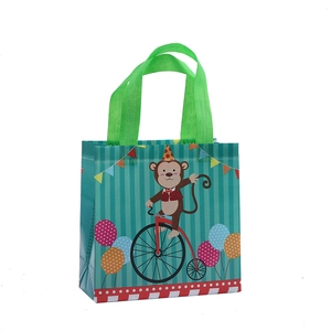Cartoon circus monkey print non-woven gift bag with handle and colorful balloons