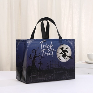 Halloween Trick or Treat waterproof non-woven gift bag with witch and moon design