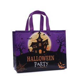 Halloween Party non-woven gift bag with haunted house print and waterproof finish