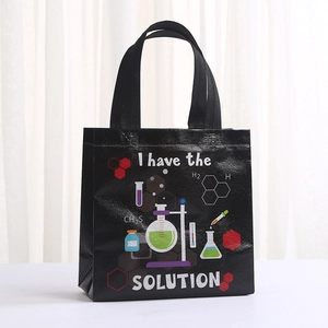 Reusable non-woven shopping bag with chemistry design and I have the SOLUTION slogan