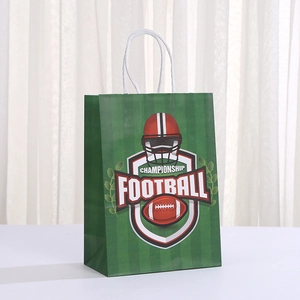 Sac cadeau en papier thème football américain avec imprimé championnat et anses en corde