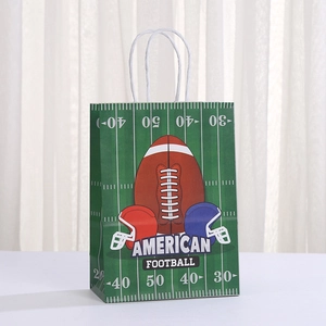 Sac cadeau en papier thème football américain avec impression de casque et anses cordes