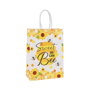 Geschenktüte aus Kraftpapier mit Biene und Sonnenblumenmotiv Sweet As Can Bee Druck