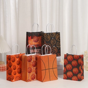 Basketball Theme Paper Gift Bags Sports Birthday Party Favor Bags With Handles For Kids Boys Men Gift Packaging