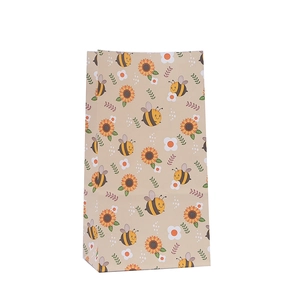 Bolsa de papel para regalo con girasoles y abejas para panaderías y fiestas