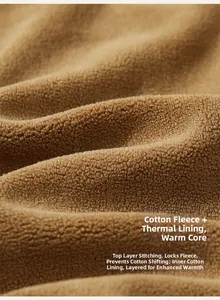 Detail view of thickened quilted lining with fleece fabric for winter warmth and comfort