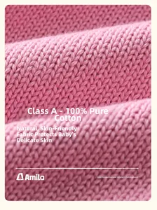 Gros plan sur le tissu en tricot 100% coton rose pour gilet de chandail pour bébé