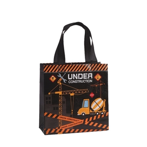 Bolsa de regalo temática construcción con grúas y camiones de tela no tejida para niños