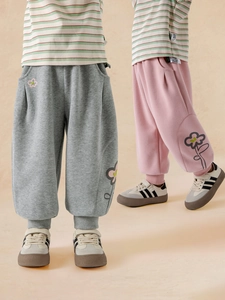 Girls Casual Floral Print Jogger Pants Cotton Blend Soft Ribbed Cuffs Sweatpants For Kids Spring Autumn Daily Trousers