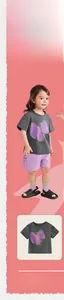 Détails du t-shirt papillon gris et du short lavande à volants pour petites filles