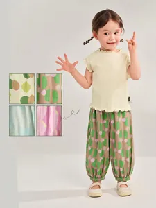 Kids summer sleeveless top and patterned breathable anti-mosquito lantern pants set
