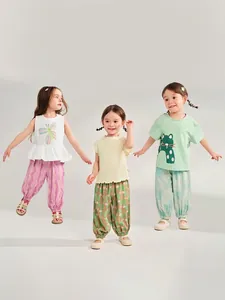 Children summer breathable mosquito pants set with multiple prints for boys and girls