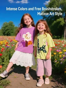 Camisetas de algodón refrescante para niña con estampados de dibujos y diseños