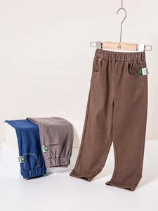 Casual katoenen meisjeslegging in bruin, blauw en grijs met elastische taille en zakken