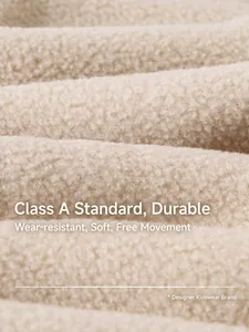 Close-up of soft beige polar fleece fabric for girls' warm autumn winter vest