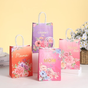 Muttertag Floral Geschenktüten Kraftpapier Handtaschen Mit Blumenmuster Nelken Rosenmuster Für Mama Frauen Schmuck Geschenke