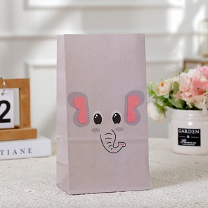 Sac cadeau en papier motif éléphant de dessin animé pour fête d'anniversaire enfant