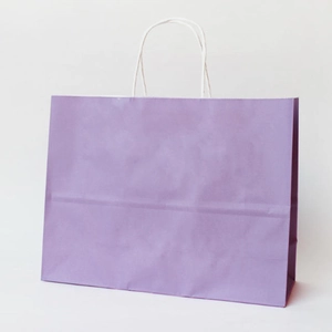 Lavender purple kraft paper gift bag with white twisted handles for retail packaging