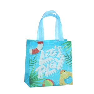 Waterproof beach non-woven tote bag with Let's Play print and palm leaf design