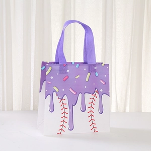 Waterproof non-woven shopping bag featuring a cartoon ice cream and baseball stitch design