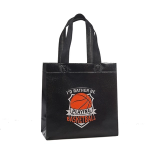 Sac cadeau basket-ball en intissé noir avec motif imprimé et poignées robustes