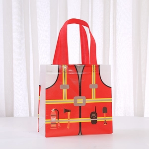 Waterproof firefighter themed non-woven shopping bag with creative cartoon tool prints