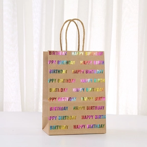 Sac cadeau en papier kraft Happy Birthday avec impression laser et poignées robustes