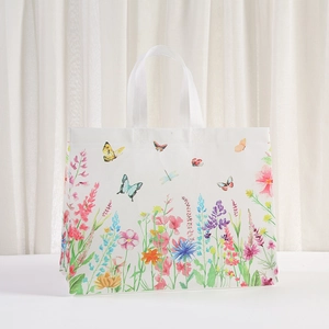 Large capacity non-woven floral tote bag with waterproof film and watercolor patterns